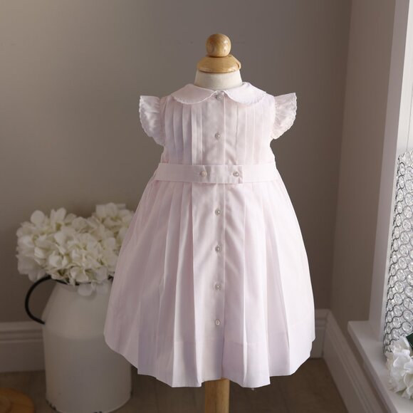 Pink Smocked Dress Flutter Sleeve 18 Months Spring Portrait Summer Vacation - Picture 5 of 6